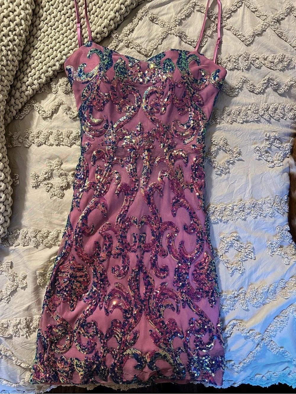 B. DARLIN Sequin Mini Dress in Pink & Blue Size 3/4